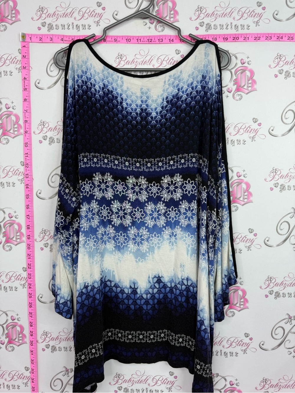 Rose & Olive dress or shirt Blue and White Floral Ombre Mini Dress